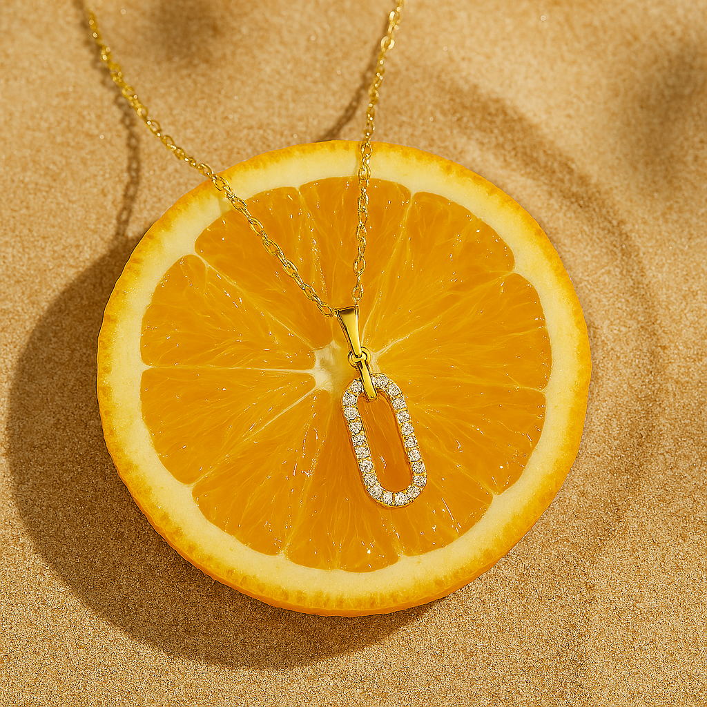 Titanium Steel 18K Gold Plated IG Style Elegant Simple Style Inlay Paper Clip Oval Zircon Pendant Necklace