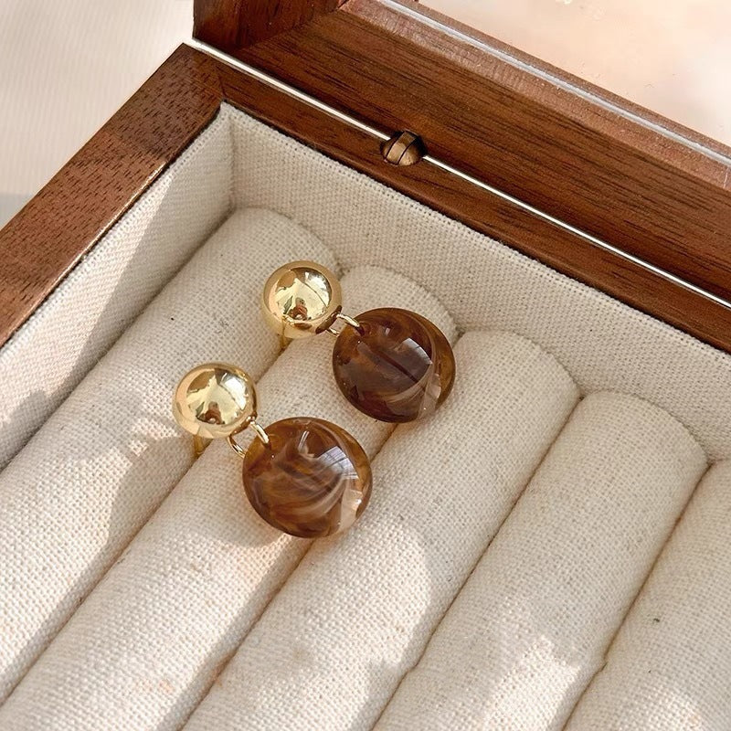 Elegant Unique Design French Retro Blooming Round Elegant Earrings Women's All-Match Exquisite Niche Bean-Shaped Stud Earrings