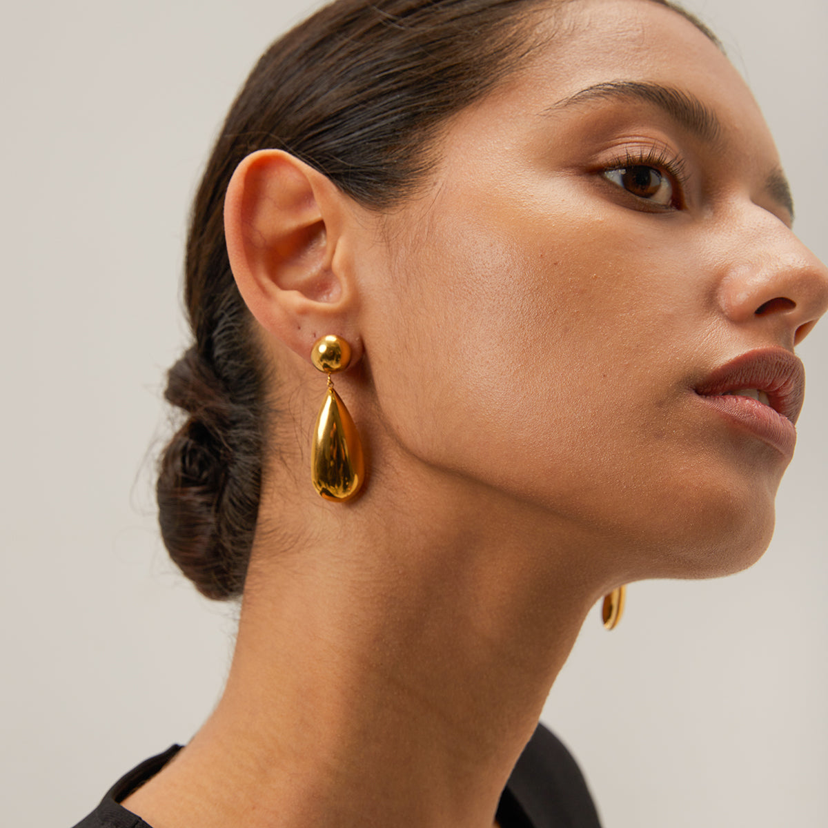 PVD Coated Real Gold Plated 18K Gold Water Droplets Stainless Steel IG Style Waterproof Non Tarnish 304 Stainless Steel Drop Earrings