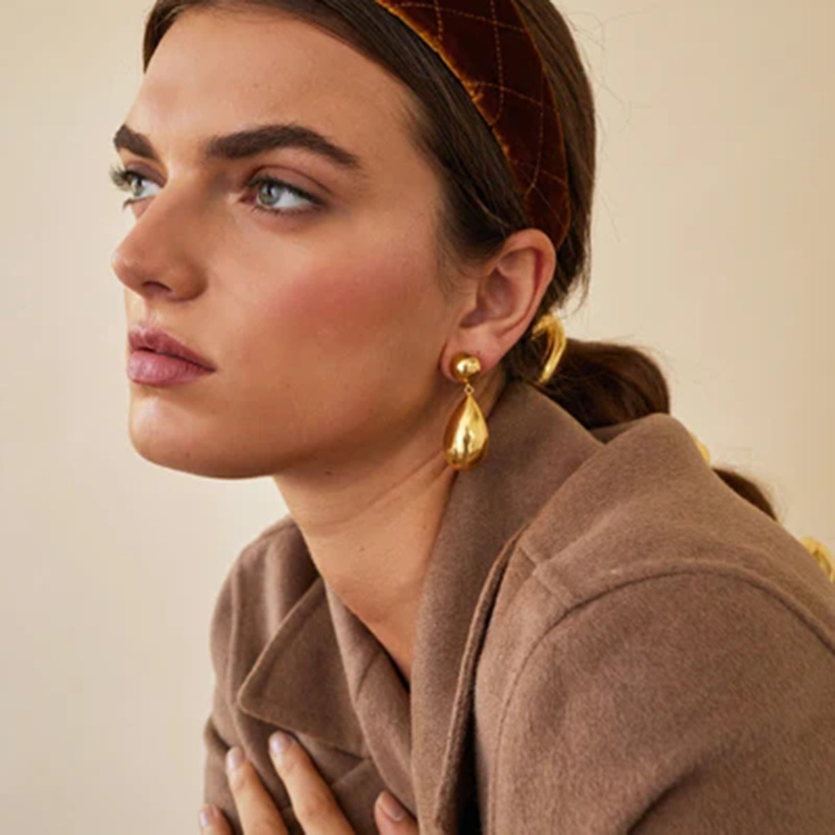 PVD Coated Real Gold Plated 18K Gold Water Droplets Stainless Steel IG Style Waterproof Non Tarnish 304 Stainless Steel Drop Earrings