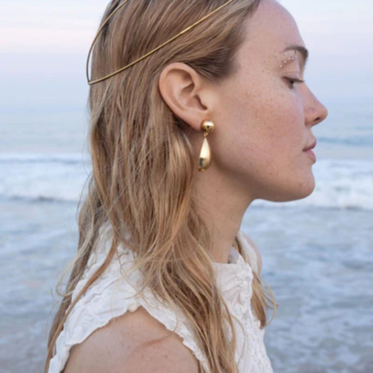 PVD Coated Real Gold Plated 18K Gold Water Droplets Stainless Steel IG Style Waterproof Non Tarnish 304 Stainless Steel Drop Earrings