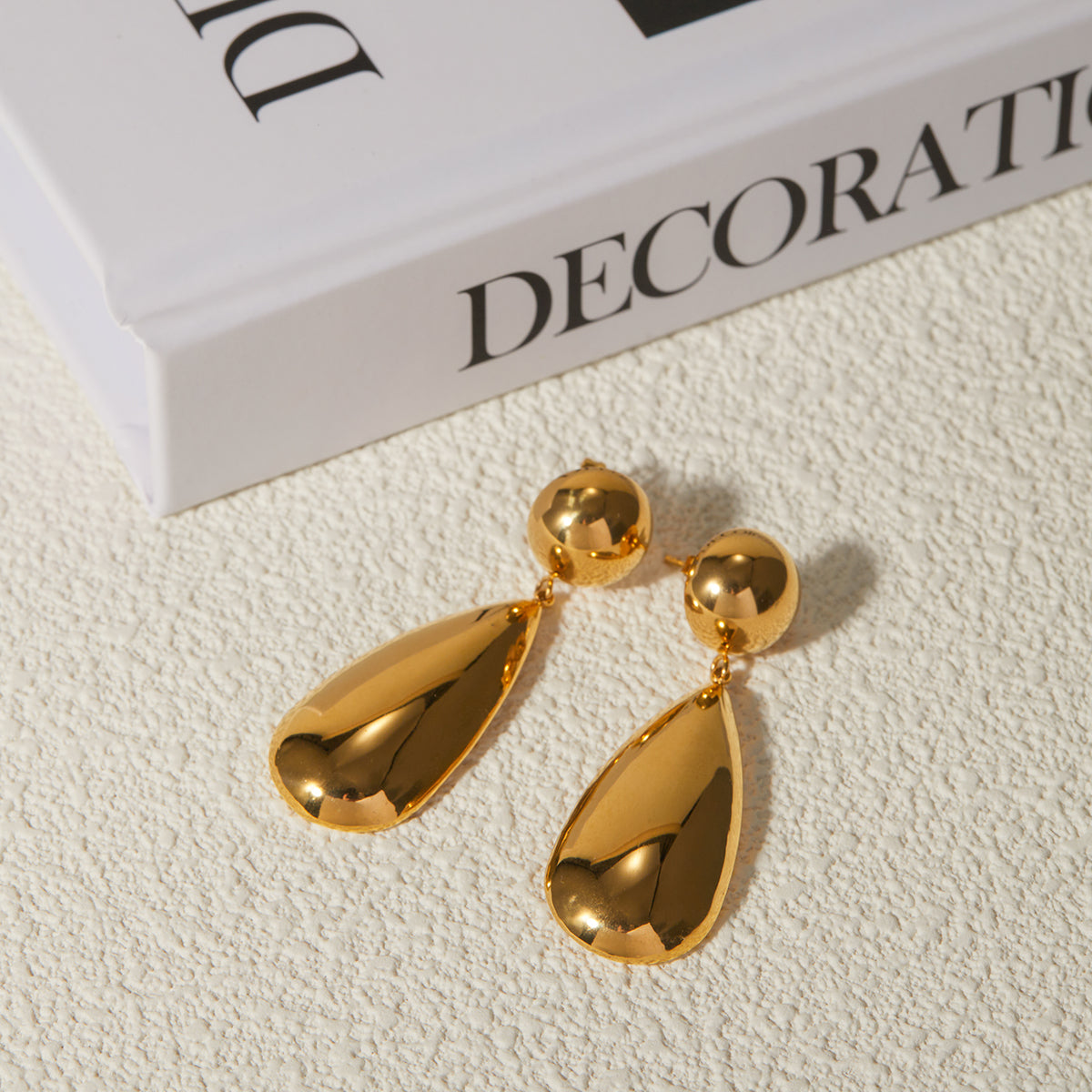 PVD Coated Real Gold Plated 18K Gold Water Droplets Stainless Steel IG Style Waterproof Non Tarnish 304 Stainless Steel Drop Earrings