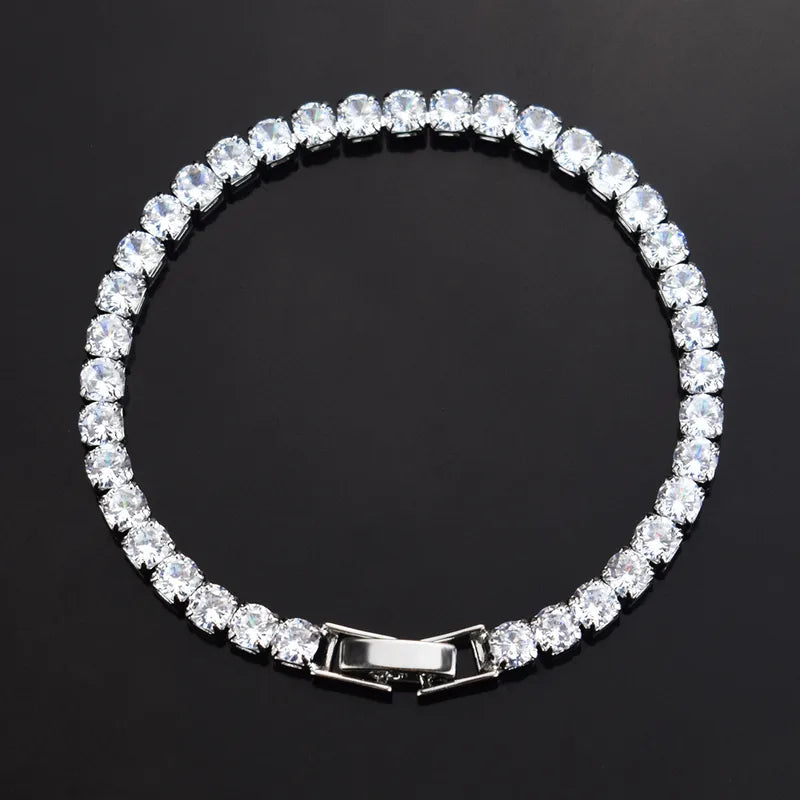 Simple Style Rectangle Alloy Rhinestone Unisex Tennis Bracelet