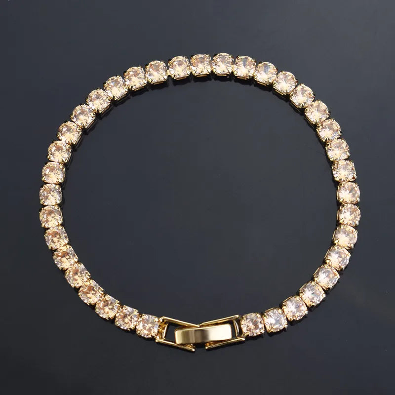 Simple Style Rectangle Alloy Rhinestone Unisex Tennis Bracelet