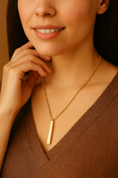 PVD Coated 18K Gold Real Plated Geometric Customization Laser Engraving Stainless Steel Basic Modern Style Waterproof Non Tarnish 304 Pendant Necklace