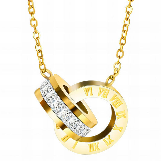 18K gold-plated stainless steel necklace with cubic zirconia pendant, hypoallergenic, waterproof, tarnish-free, 41 + 5 cm adjustable length, lobster claw closure