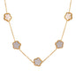 White "Flowers" Necklace – 18K Gold-Plated Stainless Steel, Hypoallergenic, Waterproof, Tarnish-Free, 41+5 cm Adjustable, Lobster Claw Closure
