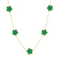 Green "Flowers" Necklace – 18K Gold-Plated Stainless Steel, Hypoallergenic, Waterproof, Tarnish-Free, 41+5 cm Adjustable, Lobster Claw Closure