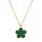 Green "Flowers" Necklace – 18K Gold-Plated Stainless Steel, Hypoallergenic, Waterproof, Tarnish-Free, 41+5 cm Adjustable, Lobster Claw Closure