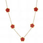 Red "Flowers" Necklace – 18K Gold-Plated Stainless Steel, Hypoallergenic, Waterproof, Tarnish-Free, 41+5 cm Adjustable, Lobster Claw Closure