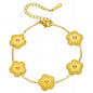 Gold "Flowers" Bracelet – 18K Gold-Plated Stainless Steel, Hypoallergenic, Waterproof, Tarnish-Free, 16.5+5 cm Adjustable, 1.3 cm Width