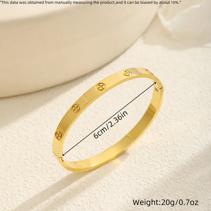 PVD Coated Real Gold Plated 18K Gold Cross Heart Casual Elegant Waterproof Non Tarnish Titanium Steel Bangle