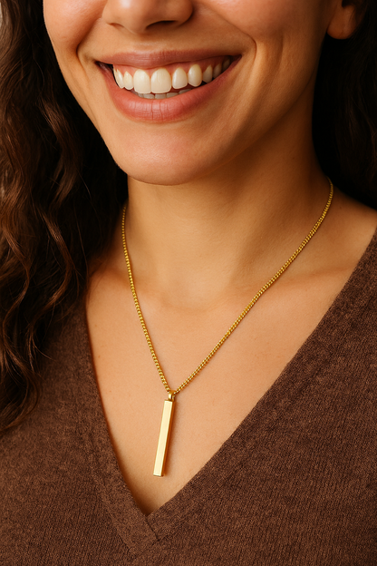 PVD Coated 18K Gold Real Plated Geometric Customization Laser Engraving Stainless Steel Basic Modern Style Waterproof Non Tarnish 304 Pendant Necklace