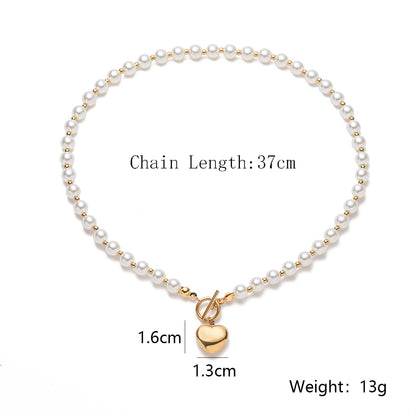 PVD Coated Heart Shape 304 Stainless Steel Simple Style Commute Waterproof Non Tarnish 304 Stainless Steel Pendant Necklace