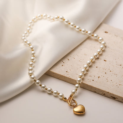 PVD Coated Heart Shape 304 Stainless Steel Simple Style Commute Waterproof Non Tarnish 304 Stainless Steel Pendant Necklace