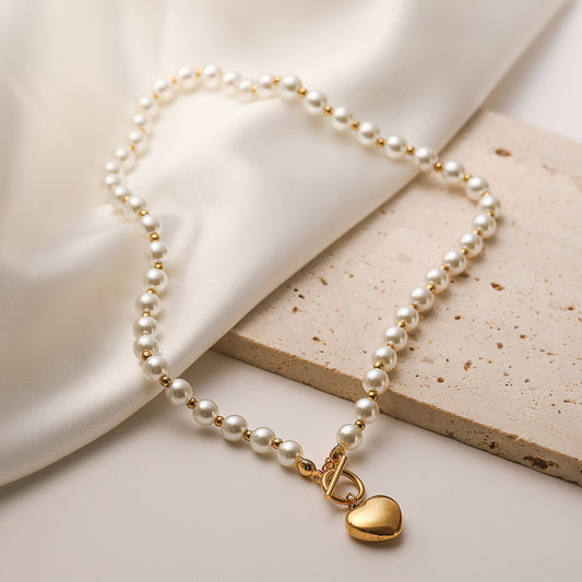 PVD Coated Heart Shape 304 Stainless Steel Simple Style Commute Waterproof Non Tarnish 304 Stainless Steel Pendant Necklace