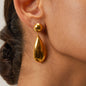 PVD Coated Real Gold Plated 18K Gold Water Droplets Stainless Steel IG Style Waterproof Non Tarnish 304 Stainless Steel Drop Earrings