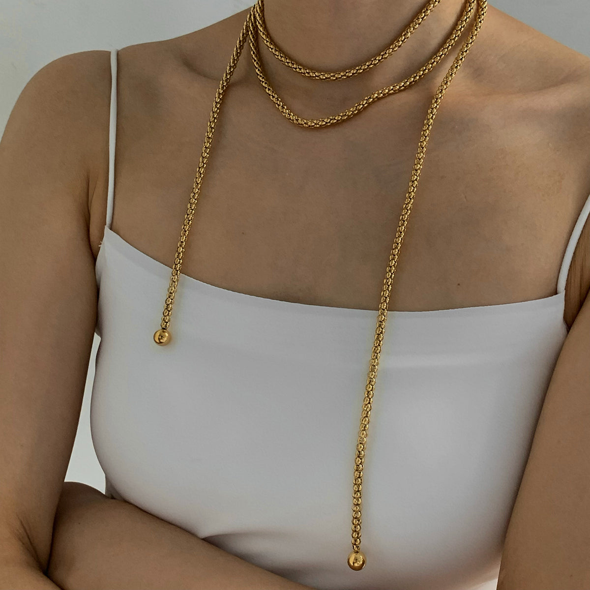 PVD Coated Real Gold Plated 16K White Plating Solid Color 304 Stainless Steel Casual Modern Style Waterproof Non Tarnish Necklace