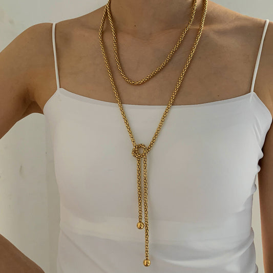 PVD Coated Real Gold Plated 16K White Plating Solid Color 304 Stainless Steel Casual Modern Style Waterproof Non Tarnish Necklace