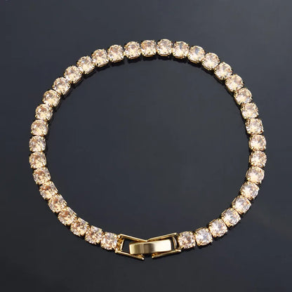 Simple Style Rectangle Alloy Rhinestone Unisex Tennis Bracelet