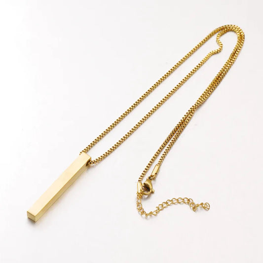 PVD Coated 18K Gold Real Plated Geometric Customization Laser Engraving Stainless Steel Basic Modern Style Waterproof Non Tarnish 304 Pendant Necklace