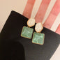 Silver Needle Dopamine Resin Heart Shaped Earrings Fashion Fresh Small Luxury Style Women's Geometric Pattern Round Painted Earrings