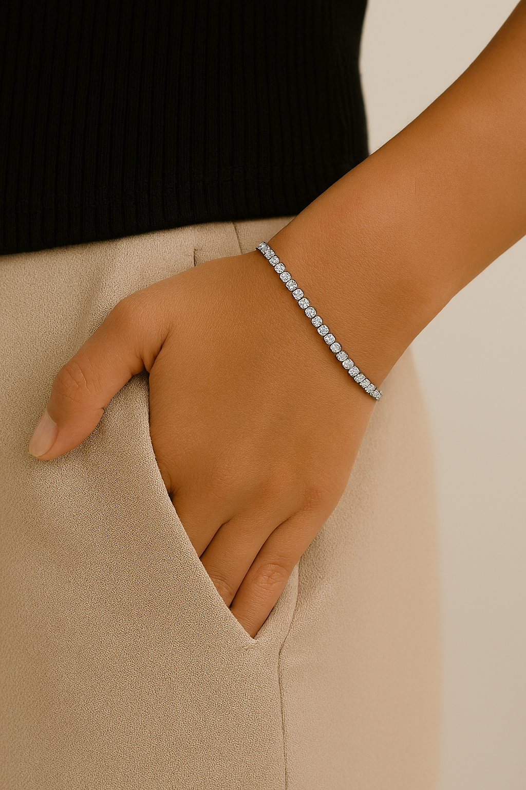 16K White Gold PVD-Coated Heart Bracelet & Necklace – 304 Stainless Steel, Modern, Simple, Waterproof, Non-Tarnish