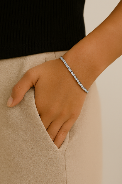 16K White Gold PVD-Coated Heart Bracelet & Necklace – 304 Stainless Steel, Modern, Simple, Waterproof, Non-Tarnish