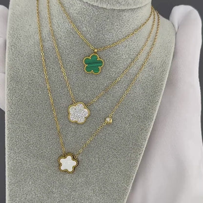 Gold "Flowers" Necklace – 18K Gold-Plated Stainless Steel, Hypoallergenic, Waterproof, Tarnish-Free, 41+5 cm Adjustable, Lobster Claw Closure