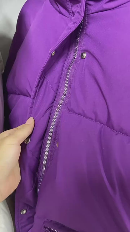 Women's Casual Solid Color Zipper Coat Cotton Clothes